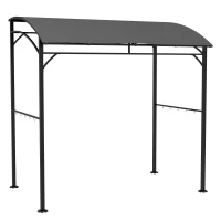 Outsunny 7' x 5' Garden Grill Canopy, BBQ Grill Gazebo Tent with Steel Frame and Hooks, Outdoor Sun Shade, Charcoal Grey(m-11)