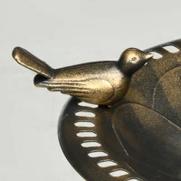 Outsunny 28" Bird Bath for Outdoors, Vintage Birdbath with Bird Decoration and Flower Planter Base, Bronze(m-9)