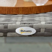Outsunny Rattan Coffee Table Outdoor Side Table, 35.4" x 19.7" Small Wicker Patio Furniture with All-Weather PE for Garden, Balcony, Backyard, Poolside, Grey(m-10)