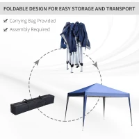 Outsunny 10 x 10ft Folding Pop Up Tent Outdoor Gazebo Canopy with Carrying Bag, Blue(m-6)