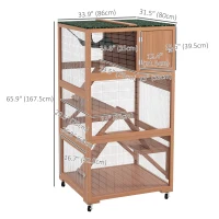 PawHut 34" L Catio Outdoor Cat Enclosure on Wheels with Hammock Multiple Platforms Resting Condo Ramps, for 1-3 Cats, Orange(m-3)