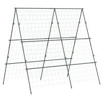 Outsunny Metal Cucumber Trellis with Netting for Climbing Plants Vegetables, A Frame Tomato Plant Support Tomato Trellis for Vegetable Garden, Patio, Balcony, Green(m-2)