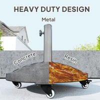 Outsunny Round Patio Umbrella Base with Wheels, 46 lbs Resin Umbrella Stand Base, Heavy Duty Patio Umbrella Holder for 1.3"/1.5"/1.9" Umbrella Poles for Outdoor, Lawn, Poolside, Black(m-5)