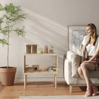 PawHut Wooden Hamster Cage with Legs, Gerbil Cage for Syrian, Dwarf, Mouse, 28" x 16" x 29.5", Nature Wood(m-9)