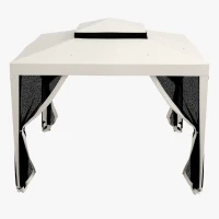 Outsunny 10' x 10' Outdoor Canopy Tent Party Tent with Mesh Netting and Double Tier Roof for Backyard, Garden, Patio, Cream White(m-9)