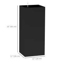 Outsunny 2 Pack Planter Box, 26 Inch Plastic Flower Pots with Water Level Indicator, Drainage Hole and Drain Plug, Black(m-3)