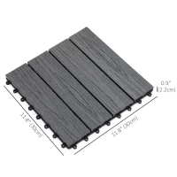 Outsunny Outdoor Tiles, 11 Pack 12" x 12" WPC Interlocking Deck Tiles Waterproof and Non-slip(m-3)
