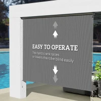 Outsunny 8' x 6' Patio Door Blinds, Outdoor Roller Shades, Cordless Roll Up Shade for Porch Gazebo, Dark Grey(m-6)