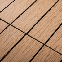 Outsunny Interlocking Deck Tiles, Pack of 11 Outdoor Flooring Patio Tiles, 12" x 12", All Weather for Porch, Balcony, Backyard for a New Classic Look, Teak(m-9)
