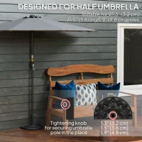 Outsunny 21 lbs Resin Half Umbrella Base, Concrete Half Umbrella Stand Outdoor Umbrella Base with Flower-Leaf Design, Patio Umbrella Stand for Outdoor Lawn Poolside, Black(m-4)