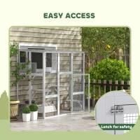 PawHut Outdoor Cat Enclosure Window Box with Weatherproof Roof, Bridge, Resting Box, Platforms, for 2 Kittens, White(m-7)