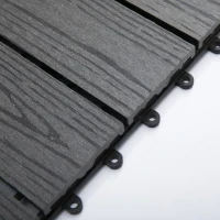 Outsunny WPC Interlocking Deck Tiles, 11 Pack 12" x 12" Outdoor Tiles, Tools Free Assembly, Waterproof and Non-slip Patio Flooring, Grey(m-10)