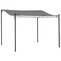 Outsunny 10'x10' Outdoor Pergola, Steel Gazebo Canopy, Portable Sun Shelter Door Porch Cover, Grey(m-2)