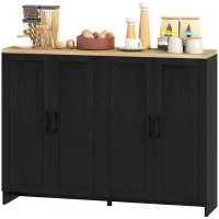 HOMCOM Modern Sideboard Buffet Cabinet, Modern Kitchen Storage Cabinet with 4 Doors Adjustable Shelves, for Dining Room, Black(m-2)