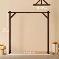 Outsunny 7FT Rectangular Wooden Wedding Arch with Triangular Base, Ground Stakes for Ceremony, Garden, Birthday, Dark Brown(m-3)