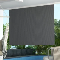 Outsunny 8' x 6' Patio Door Blinds, Outdoor Roller Shades, Cordless Roll Up Shade for Porch Gazebo, Dark Grey(m-8)