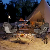 Outsunny Hammock Camping Chair Set of 2, Adjustable Back Folding Swinging Hammock Chair with Cup Holder, Padded Seat, Dark Gray(m-10)