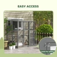 PawHut Outdoor Cat Enclosure Window Box with Weatherproof Roof, Bridge, Resting Box, Platforms, for 2 Kittens, Grey(m-7)