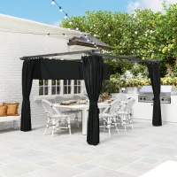 Outsunny 10' x 13' Pergola with Retractable Canopy and Curtains, UPF30+ Sun Shade Shelter for Grill, Garden, Backyard, Deck(m-9)