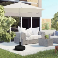 Outsunny Umbrella Stand for 1.5" or 2" Umbrella Poles, Round Fillable Umbrella Base for Outdoor, Lawn, Deck, Black(m-10)
