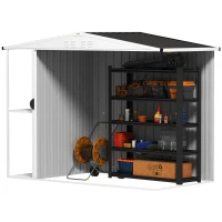 Outsunny 8 x 4ft Outdoor Garden Shed, Metal Shed with Air Vents and Lock for Backyard, Garden, Patio, Dark Gray(m-9)