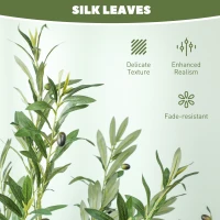 HOMCOM 6ft Artificial Olive Tree in Pot with Silk Leaves, Fruits, Faux Tree, Indoor Fake Plant for Home, Office, Living Room(m-5)