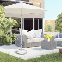 Outsunny 55lb Round Stainless Steel Outdoor Patio Umbrella Stand Base with Heavy Cement Bottom & Mirror Finish(m-2)