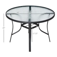 Outsunny 42 inch Patio Dining Table with Umbrella Hole Round Outdoor Bistro Table for Garden Lawn Backyard, Steel(m-3)