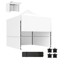 Outsunny 10' x 10' Pop Up Canopy Tent with Awning and Sidewalls, Instant Sun Shelter with Wheeled Bag and Sand Bags(m-2)