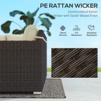 Outsunny 6 Pieces Outdoor Rattan Patio Furniture Set with Corner Sofa, Wood-Plastic Coffee Table, Light Khaki(m-5)