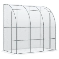 Outsunny 7' x 4' x 7' Outdoor Lean to Greenhouse, Walk-In Green House Plant Nursery with Roll-up Window, PE Cover, White(m-1)