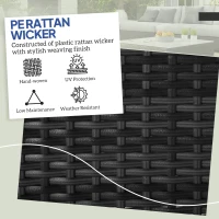 Outsunny 2 Pieces Wicker Outdoor Ottoman with Storage, Removable Cushion, Square Outdoor Footstool, Seating, Side Table, Grey(m-5)