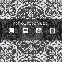 Outsunny Portable Outdoor Rug with Carry Bag, 9' x 18' Reversible Mat, Waterproof Plastic Straw RV Rug for Backyard, Deck, Picnic, Beach, Camping, Gray & White Flower(m-6)