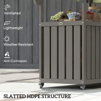 Outsunny Outdoor Bar Cart with Storage Cabinet, Stainless Steel Outdoor Bar Table Top, Wheeled HDPE Kitchen Island for Food Prep(m-5)