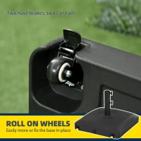 Outsunny Patio Umbrella Base with Wheels, 53lbs Water or 66lbs Sand Filled, Heavy Duty Outdoor Umbrella Stand Holder, Black(m-6)