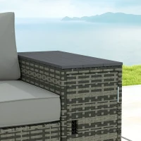 Outsunny 3 Seater Wicker Outdoor Couch Patio Sofa with Storage, Thickened Cushions and Wide Armrests for Porch Yard, Gray(m-8)