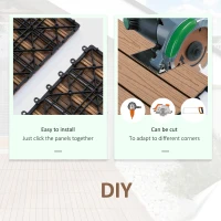 Outsunny Interlocking Deck Tiles, Pack of 11 Outdoor Flooring Patio Tiles, 12" x 12", All Weather for Porch, Balcony, Backyard for a New Classic Look, Teak(m-7)