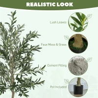 HOMCOM 6ft Artificial Olive Tree in Pot with Silk Leaves, Fruits, Faux Tree, Indoor Fake Plant for Home, Office, Living Room(m-4)