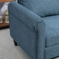 HOMCOM Vintage Loveseat, Upholstered Love Seat Furniture, Fabric 2 Seater Sofa with Rolled Arms, Rubber Wood Legs, Dark Blue(m-9)