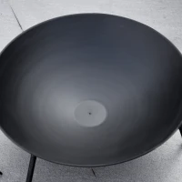 Outsunny Fire Pit with Poker, Garden Fire Brazier Patio Heater Log Wood Burner for Outdoor Camping Bonfire, Black(m-7)