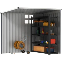 Outsunny 4' x 6' Outdoor Storage Shed, Metal Garden Shed with Window, 2 Vents and Lockable Door for Backyard, Garden, Patio(m-9)