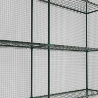 Outsunny Outdoor Walk-in Greenhouse with Roll-up Zipper Door, 18 Shelves, PE Cover, 95.25" x 70.75" x 82.75", White(m-9)
