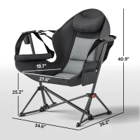Outsunny Hammock Camping Chair Set of 2, Adjustable Back Folding Swinging Hammock Chair with Cup Holder and Padded Seat, Gray(m-3)