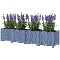 Outsunny Plastic Raised Garden Bed, 5 x 1 x 1 ft Outdoor Flower Box with Drainage Holes for Vegetables, Herbs, Blue