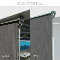 Outsunny 8' x 6' Patio Door Blinds, Outdoor Roller Shades, Cordless Roll Up Shade for Porch Gazebo, Dark Grey(m-5)