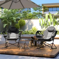 Outsunny Hammock Camping Chair Set of 2, Adjustable Back Folding Swinging Hammock Chair with Cup Holder, Padded Seat, Dark Gray(m-8)