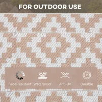 Outsunny Reversible Outdoor RV Rug, Patio Floor Mat, 6' x 9' Plastic Straw Rug for Backyard, Deck, Beach, Camping, Coffee & White(m-5)
