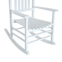 Outsunny Wooden White Porch Rocking Chair Patio Rocking Single Leisure Reclining Seat Armchair(m-10)