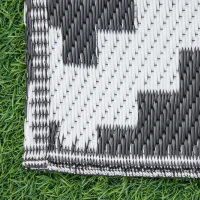 Outsunny Reversible Outdoor RV Rug, Patio Floor Mat, 6' x 9' Plastic Straw Rug for Backyard, Deck, Beach, Camping, Black & White(m-8)