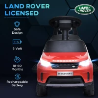 Qaba 2 in 1 6V Land Rover Licensed Electric Car for Kids, Sliding Car with Music Horn Headlights, for 18-60 Months Red(m-5)